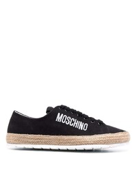 schwarze bestickte Wildleder niedrige Sneakers von Moschino