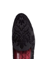 schwarze bestickte Wildleder Slipper von Dolce & Gabbana