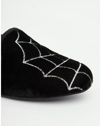 schwarze bestickte Wildleder Slipper von Asos