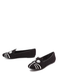 schwarze bestickte Wildleder Slipper von Marc by Marc Jacobs