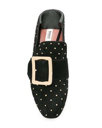 schwarze bestickte Wildleder Slipper von Bally