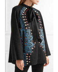 schwarze bestickte Wolljacke von Temperley London