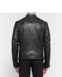 schwarze Bikerjacke mit Reliefmuster von Balmain