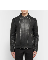 schwarze Bikerjacke mit Reliefmuster von Balmain