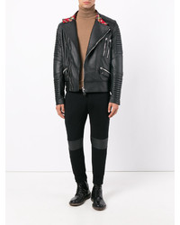 schwarze Bikerjacke mit Schottenmuster von Philipp Plein