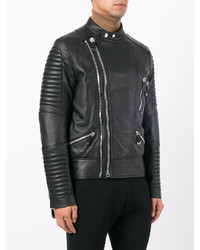 schwarze Bikerjacke mit Schottenmuster von Philipp Plein