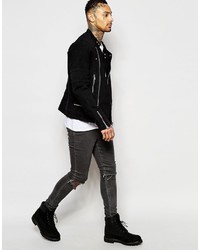 schwarze Bikerjacke von Asos