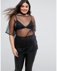 schwarze Bluse aus Netzstoff von Asos