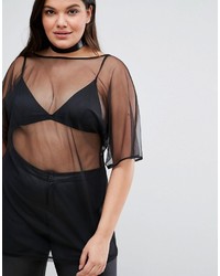 schwarze Bluse aus Netzstoff von Asos