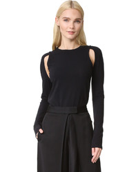 schwarze Bluse mit Ausschnitten von DKNY