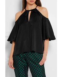 schwarze Bluse mit Ausschnitten von Temperley London