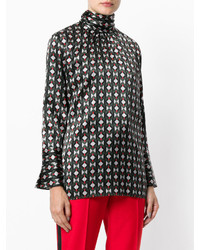 schwarze Bluse mit geometrischem Muster von Fendi