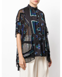 schwarze Bluse mit geometrischem Muster von Sacai