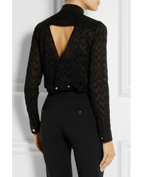 schwarze Bluse mit Knöpfen mit Ausschnitten von Versace