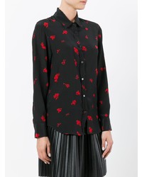 schwarze Bluse mit Knöpfen mit Blumenmuster von Golden Goose Deluxe Brand