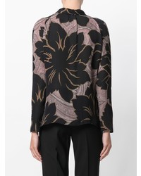 schwarze Bluse mit Knöpfen mit Blumenmuster von Etro