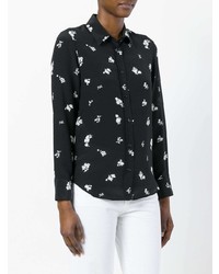 schwarze Bluse mit Knöpfen mit Blumenmuster von Golden Goose Deluxe Brand