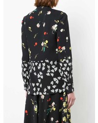 schwarze Bluse mit Knöpfen mit Blumenmuster von Derek Lam