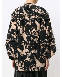 schwarze Bluse mit Knöpfen mit Blumenmuster von N°21