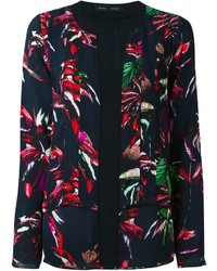 schwarze Bluse mit Knöpfen mit Blumenmuster von Proenza Schouler