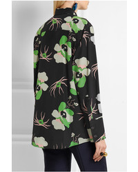 schwarze Bluse mit Knöpfen mit Blumenmuster von Marni