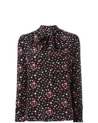 schwarze Bluse mit Knöpfen mit Sternenmuster von Saint Laurent