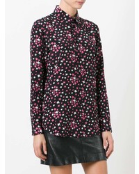 schwarze Bluse mit Knöpfen mit Sternenmuster von Saint Laurent
