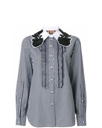 schwarze Bluse mit Knöpfen mit Vichy-Muster von N°21