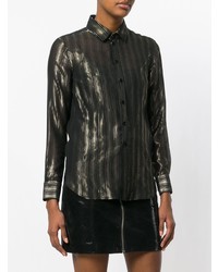 schwarze Bluse mit Knöpfen von Saint Laurent