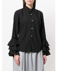 schwarze Bluse mit Knöpfen von Comme Des Garcons Comme Des Garcons