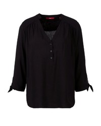 schwarze Bluse mit Knöpfen von S.OLIVER RED LABEL