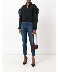 schwarze Bluse mit Knöpfen von Saint Laurent