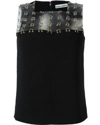 schwarze Bluse mit Lochstickerei von Paco Rabanne