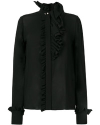 schwarze Bluse mit Rüschen von Lanvin