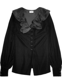 schwarze Bluse mit Rüschen von Saint Laurent