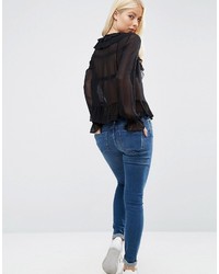 schwarze Bluse mit Rüschen von Asos