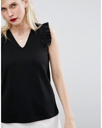 schwarze Bluse mit Rüschen von Asos