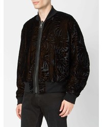 schwarze Bomberjacke mit Blumenmuster von Haider Ackermann