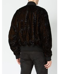 schwarze Bomberjacke mit Blumenmuster von Haider Ackermann