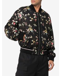 schwarze Bomberjacke mit Blumenmuster von Haider Ackermann