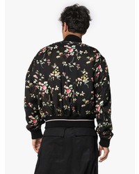 schwarze Bomberjacke mit Blumenmuster von Haider Ackermann