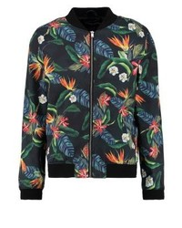 schwarze Bomberjacke mit Blumenmuster von YOURTURN