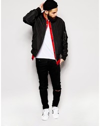 schwarze Bomberjacke von Asos