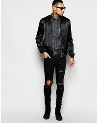 schwarze Bomberjacke von Asos