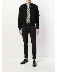 schwarze Bomberjacke von Saint Laurent