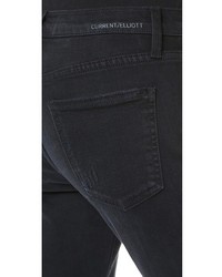 schwarze Boyfriend Jeans mit Destroyed-Effekten von Current/Elliott