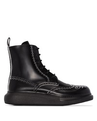 schwarze Brogue Stiefel aus Leder von Alexander McQueen