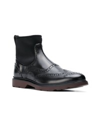 schwarze Brogue Stiefel aus Leder von Hogan