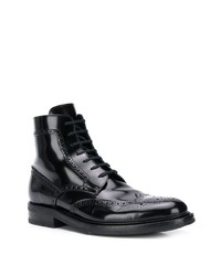 schwarze Brogue Stiefel aus Leder von Saint Laurent