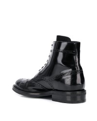 schwarze Brogue Stiefel aus Leder von Saint Laurent